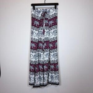Elephant Print Tie Up Waist Harem Pants One Size